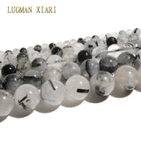 Rutilated Quartz Stone Beads 4-12mm for DIY Jewelry Making