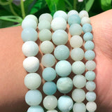 Matte River Amazonite Beads 4-12mm Natural Stones Round Loose Beads