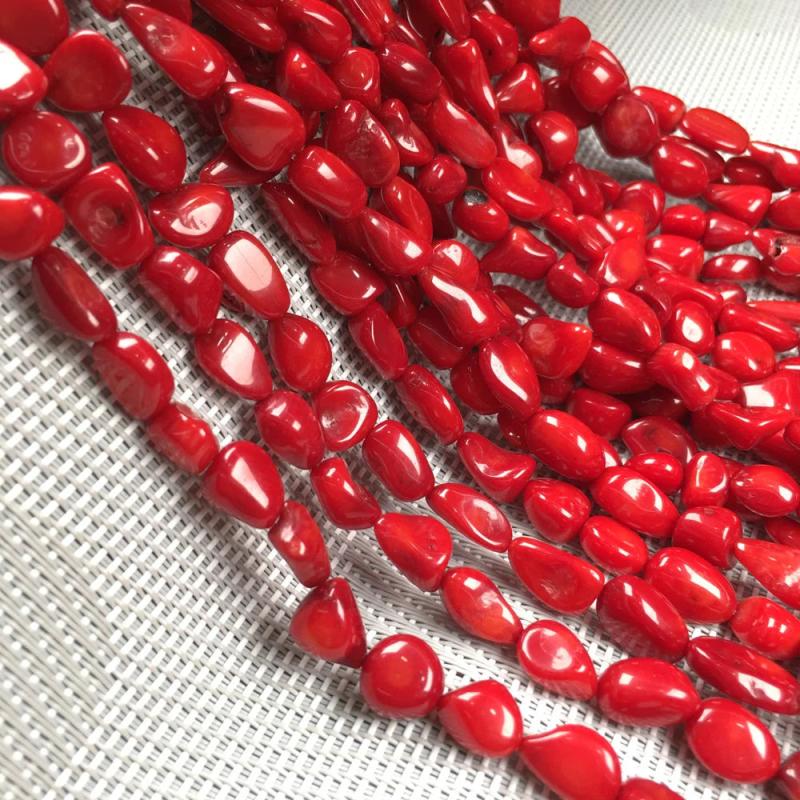 Natural Red Coral Loose Beads for DIY Jewelry Making 15''