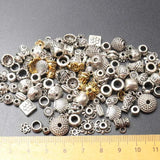50pcs Tibetan Silver Tube Cube Flower Spacer Beads DIY Jewelry Making