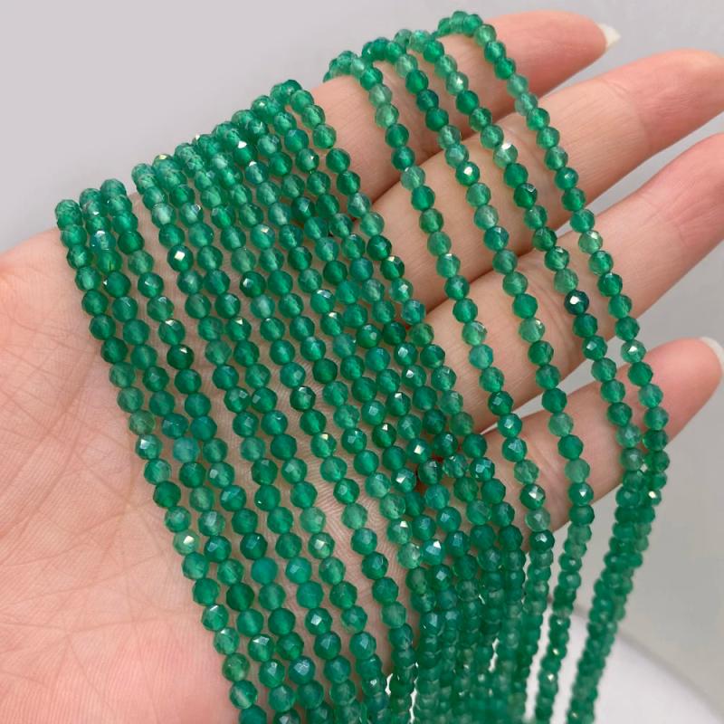 Green Agate Faceted Beads 3mm for DIY Jewelry