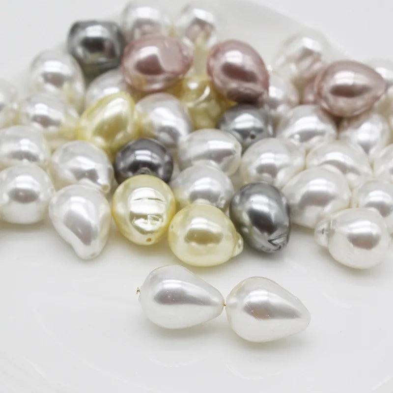 5pcs Shell Pearl Water Drop Baroque Loose Beads DIY Jewelry