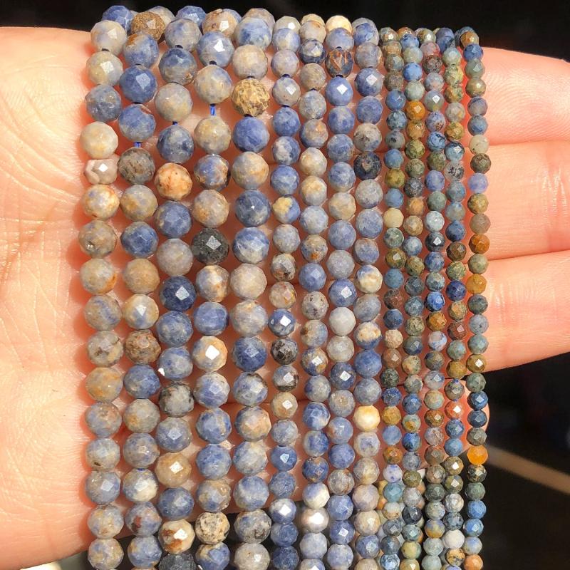 Sapphire Beads Natural Stone 2-4mm Round Loose Spacer Waist Beads DIY