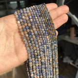 Sapphire Beads Natural Stone 2-4mm Round Loose Spacer Waist Beads DIY