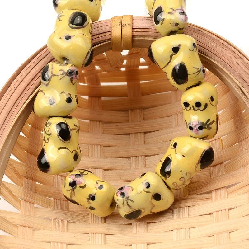12 Constellations Chinese Ceramic Beads Square Spacer Porcelain Loose Beads