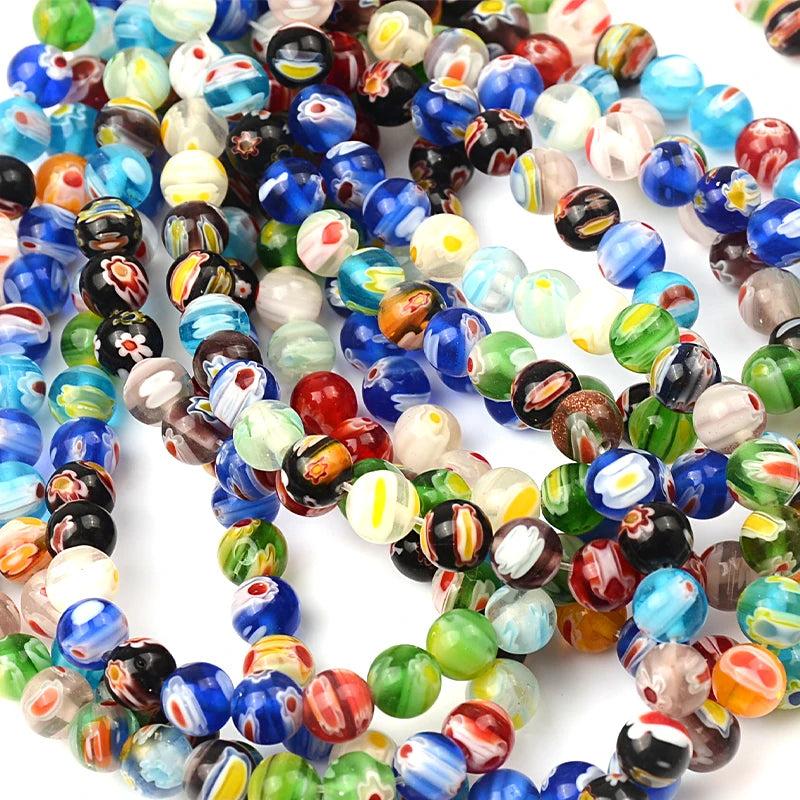 Multicolor Flower Lampwork Glass Beads for DIY Jewelry Making