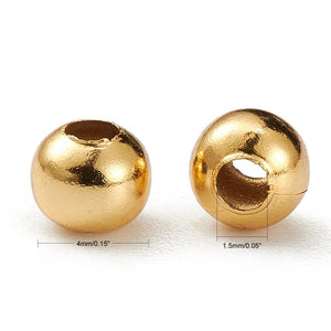 100pcs 24K Plated Stainless Steel Beads Spacer DIY Jewelry Findings 4x3.5~4mm