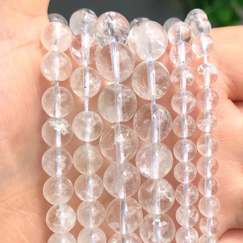 Clear Quartz Crystal Round Spacer Beads 4-12MM 15 Inches