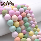 Colorful Mashan Jade Stone Beads Natural Frosted Loose Spacer Beads 8-12mm