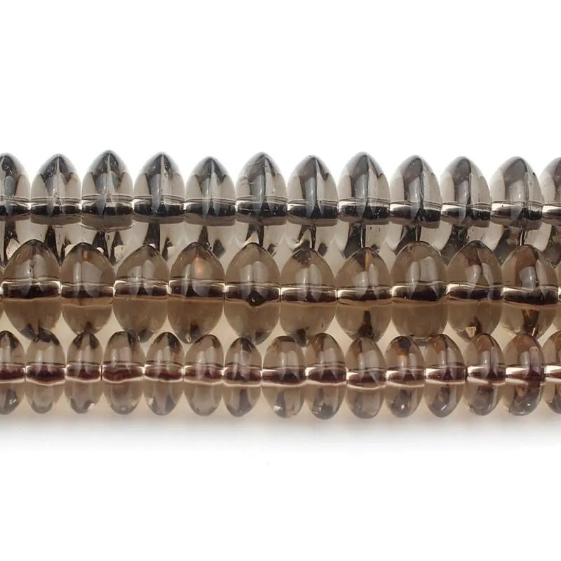 Smoky Quartz Rondelle Glass Beads 15'' Strand