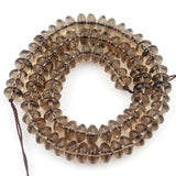 Smoky Quartz Rondelle Glass Beads 15'' Strand