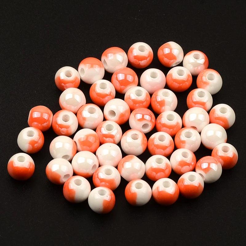 8mm Ceramic Half-color Sub-beads 30pcs DIY Jewelry Making Accessories