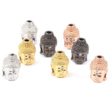 4 Silver Buddha Head Beads Zirconia Spacer Charm DIY Bracelet 3PC/lot