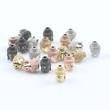 4 Silver Buddha Head Beads Zirconia Spacer Charm DIY Bracelet 3PC/lot