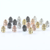 4 Silver Buddha Head Beads Zirconia Spacer Charm DIY Bracelet 3PC/lot
