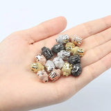 4 Silver Buddha Head Beads Zirconia Spacer Charm DIY Bracelet 3PC/lot