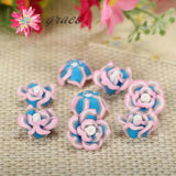 25pc/lot 15mm Colorful Clay 3d Resin Flatback Rose Flower Beads