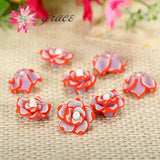 25pc/lot 15mm Colorful Clay 3d Resin Flatback Rose Flower Beads