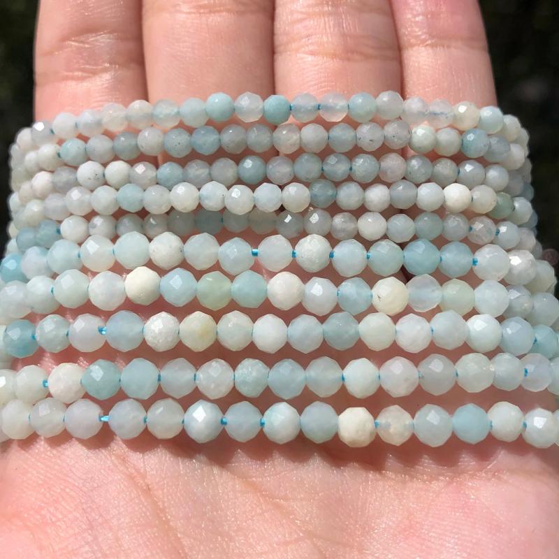 Faceted Amazonite Gemstone Beads for Jewelry Making DIY 15'' 3-4mm