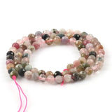Multicolor Tourmaline Faceted Round Stone Beads 2 3 4 mm
