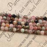 Multicolor Tourmaline Faceted Round Stone Beads 2 3 4 mm