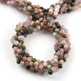 Multicolor Tourmaline Faceted Round Stone Beads 2 3 4 mm