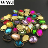 10x14mm 13x18mm Oval Glass Crystal Fancy Stone With Lace Claw 4holes Settings