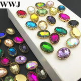 10x14mm 13x18mm Oval Glass Crystal Fancy Stone With Lace Claw 4holes Settings