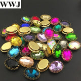 10x14mm 13x18mm Oval Glass Crystal Fancy Stone With Lace Claw 4holes Settings
