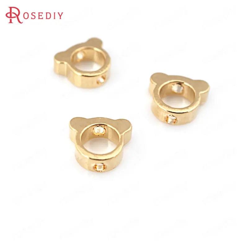 20PCS 6x5MM High Champagne Plated Brass Bear Beads - DIY Jewelry Accessories