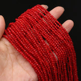 Natural Red Coral Round Shaped Faceted Beads for Jewelry Making