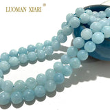 Aquamarine Round Stone Beads 6/8/10mm for DIY Jewelry Making