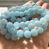 Aquamarine Round Stone Beads 6/8/10mm for DIY Jewelry Making
