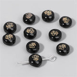 10PCS Natural Round Shell Beads Roses Leaf Patterns Pearl Shell Beads