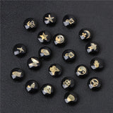 10PCS Natural Round Shell Beads Roses Leaf Patterns Pearl Shell Beads