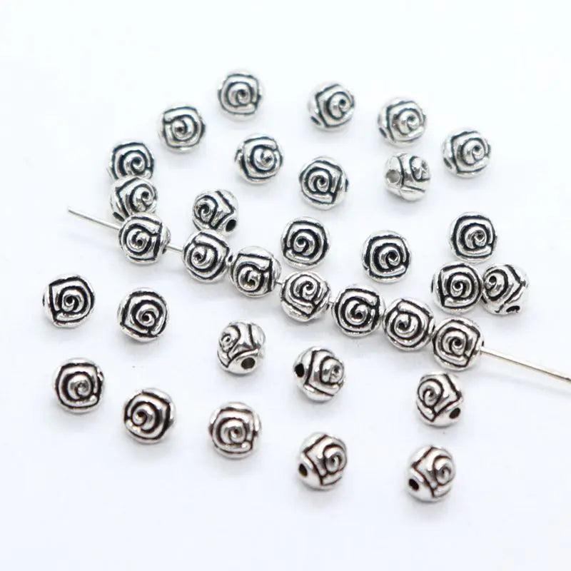 Tibetan Silver Rose Flower Spacer Beads 5mm DIY Jewelry Making