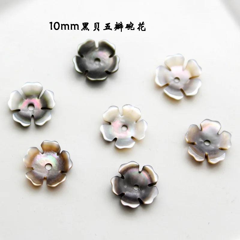 5pcs Natural Pearl Shell Carved Bowl Flower Bauhinia DIY Jewelry