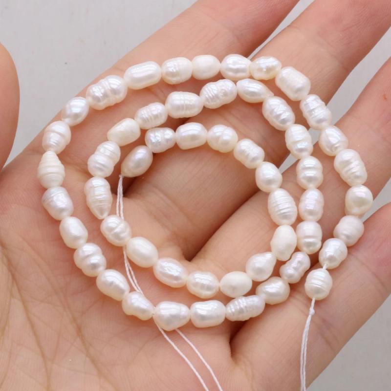 Freshwater Pearl Rice Beads Round Loose Pearls for DIY Charm Bracelet Necklace