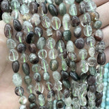 Irregular Green Ghost Quartz Crystal Spacer Beads 15''