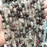 Irregular Green Ghost Quartz Crystal Spacer Beads 15''