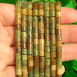 Green Huaxiu Jades Stone Beads Cylinder Shape Spacer Beads
