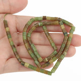 Green Huaxiu Jades Stone Beads Cylinder Shape Spacer Beads