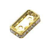 50PCS Metal 2-Hole 8 Clear Rhinestone Rectangle Loose Beads
