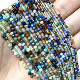 Natural Turquoise Lapis Faceted Round Beads for DIY Jewelry Making 2MM 3MM 4MM