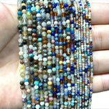 Natural Turquoise Lapis Faceted Round Beads for DIY Jewelry Making 2MM 3MM 4MM