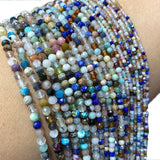 Natural Turquoise Lapis Faceted Round Beads for DIY Jewelry Making 2MM 3MM 4MM