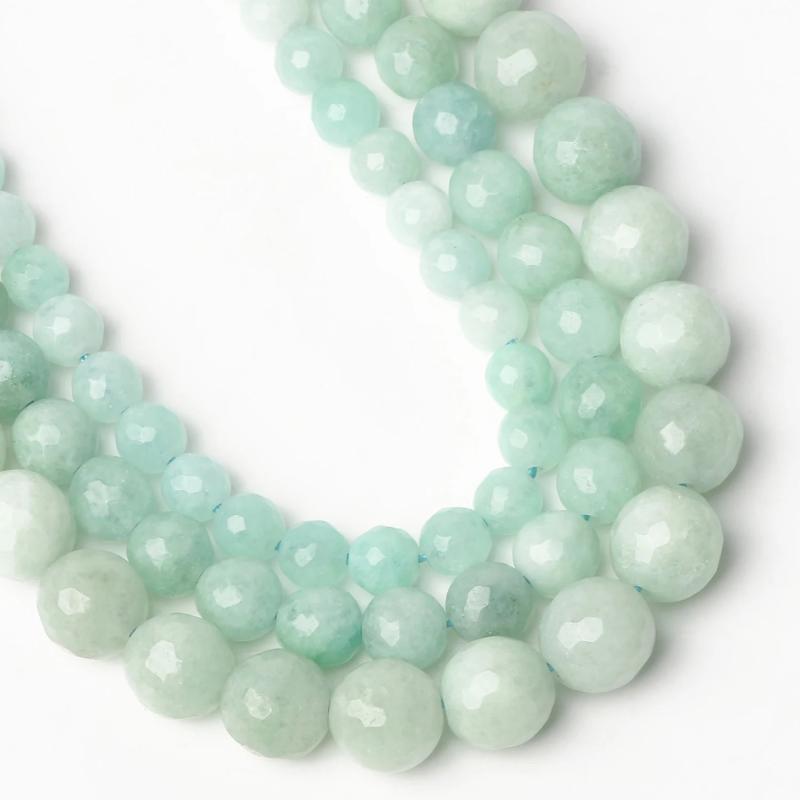 Green Burmese Jade Stone Round Spacer Beads DIY Jewelry Making 15''