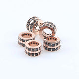 3pcs 7*4mm Brass Micro Pave CZ Round Spacer Beads DIY Jewelry Making