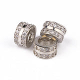 3pcs 7*4mm Brass Micro Pave CZ Round Spacer Beads DIY Jewelry Making