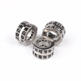3pcs 7*4mm Brass Micro Pave CZ Round Spacer Beads DIY Jewelry Making